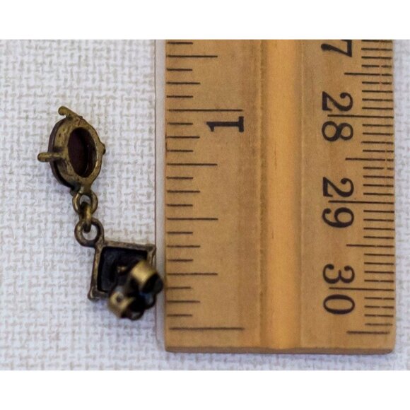 Vintage Red Faux Gem Gold Tone Dangle Earrings by Avon - N1 - Picture 2 of 2